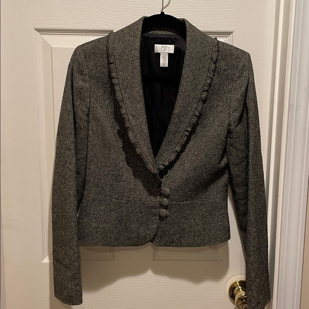 Ann Taylor Loft gray tweed wool blend blazer